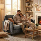 Causeuse 2 places en similicuir beige / gris / gris clair