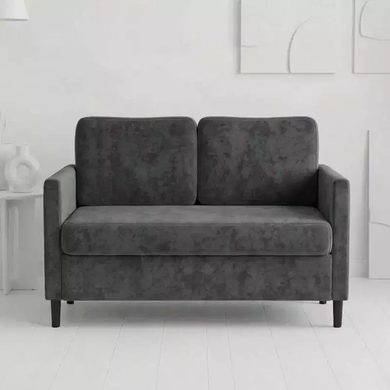 Causeuse 2 places en similicuir beige / gris / gris clair