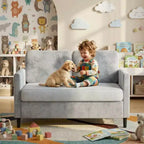 Causeuse 2 places en similicuir beige / gris / gris clair
