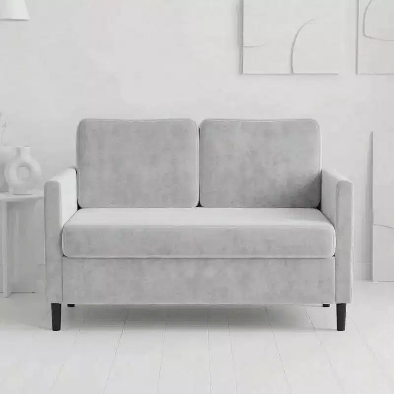 Causeuse 2 places en similicuir beige / gris / gris clair