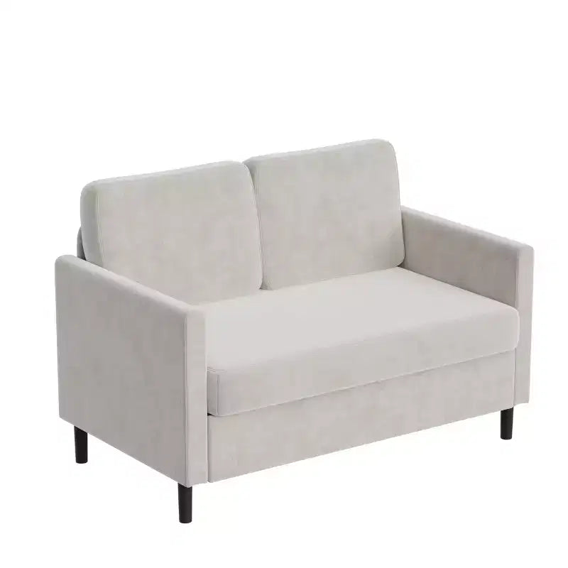 Causeuse 2 places en similicuir beige / gris / gris clair