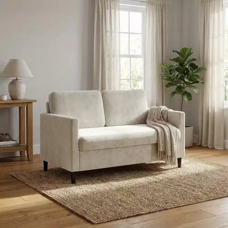 Causeuse 2 places en similicuir beige / gris / gris clair