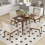 Ensemble table à manger rectangulaire, beige clair / noyer, 4 places