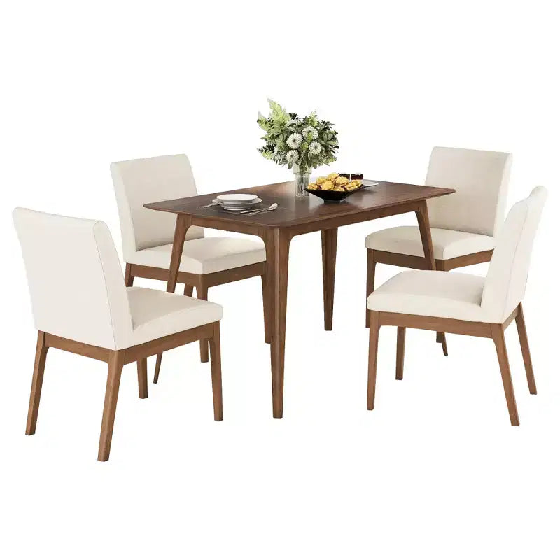 Ensemble table à manger rectangulaire, beige clair / noyer, 4 places