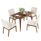 Ensemble table à manger rectangulaire, beige clair / noyer, 4 places