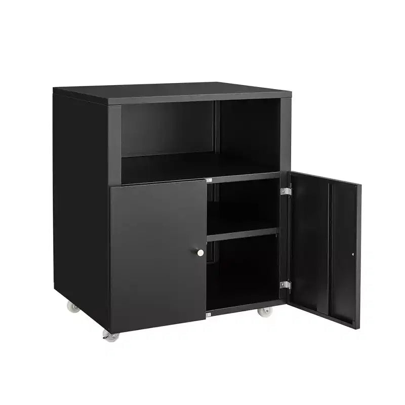 Armoire de rangement roulante robuste avec 2 portes et étagère de rangement, armoire de classement en métal sous le bureau pour garage, maison, bureau