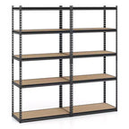 Gymax 2PCS 5-Tier Garage Shelving Unit 2200 LBS Heavy Duty Metal Storage Shelves