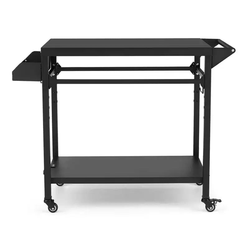 Chariot de barbecue extérieur noir avec/sans étagère grillagée, mono-utilisateur