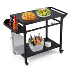 Chariot de barbecue extérieur noir avec/sans étagère grillagée, mono-utilisateur