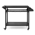 Chariot de barbecue extérieur noir avec/sans étagère grillagée, mono-utilisateur