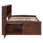 Lit capitonné de rangement double en bois naturel