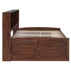 Lit capitonné de rangement double en bois naturel