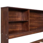 Lit capitonné de rangement double en bois naturel
