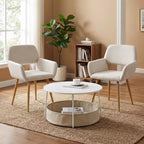 Ensemble de 2 chaises d'appoint sans accoudoirs en lin beige