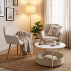 Ensemble de 2 chaises d'appoint sans accoudoirs en lin beige